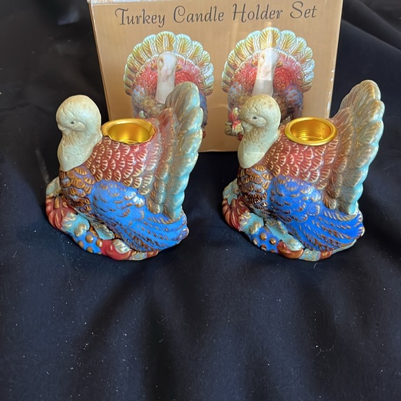 Harvest Turkey candle holder set of 2. NIP. - Picture 4 of 8